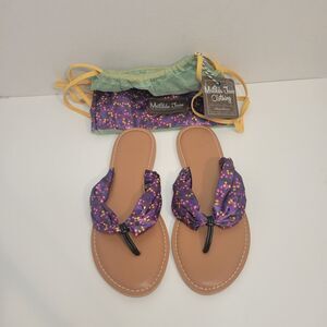 NWT Matilda Jane Floral Flip Flop Sandals w/ Mesh Drawstring Bag‎ Size 7
